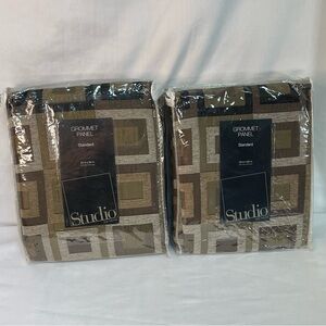 JCP Studio 2 Grommet Curtain Panels 54”X84” Midcentury Modern Black and Bronze